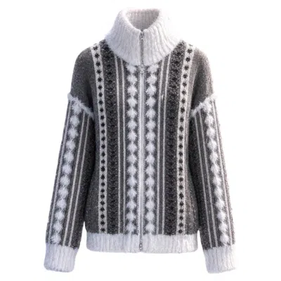 Pre-owned Chanel 6k$ New Arctic Ice Iconic Fluffy Cardigan 42 Fr In Gray