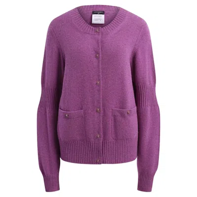 Pre-owned Chanel 6k$ New Iconic Cc Turlock Cashmere Cardigan In Purple