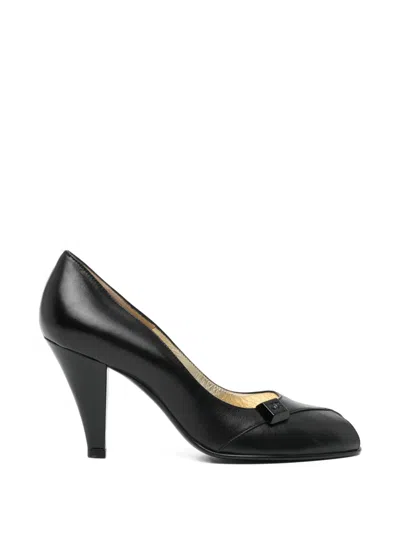 Pre-owned Chanel 80mm 2000s Cc Logo Pumps In Black