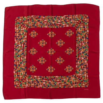 Pre-owned Chanel 80s Red Gripoix Silk Scarf