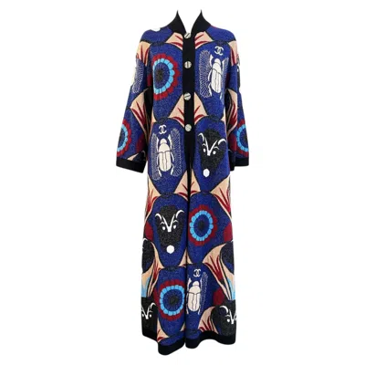 Pre-owned Chanel 8k$ Paris / Egypt Cc Scarab Maxi Cashmere Coat 34 Fr In Black