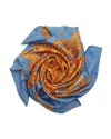 Chanel 90 Coco Mark Classic Silk Blue And Gold Scarf In Multi