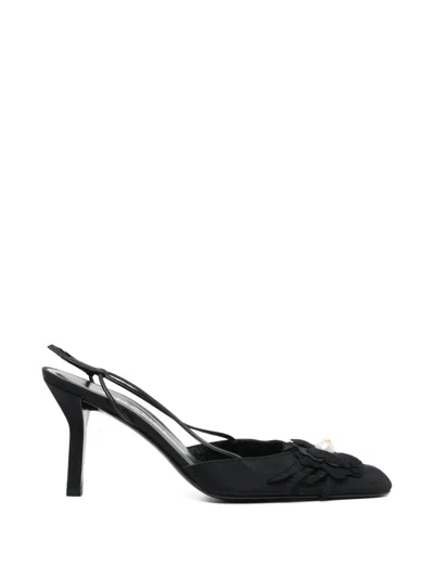Pre-owned Chanel 90mm Camellia Pumps In Black