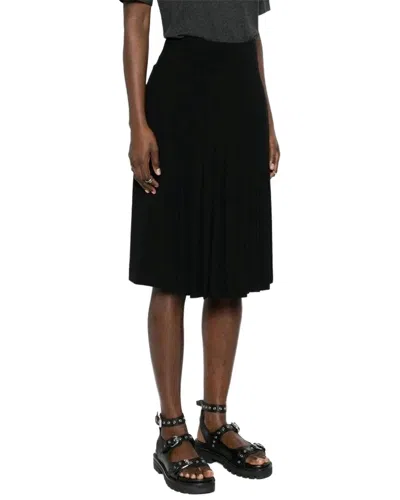 Pre-owned Chanel 90s Black Wool High-waist Pleated Flared Skirt, Size It; 42 (authentic  Pre-loved)