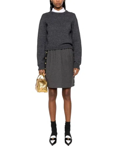 Pre-owned Chanel 90s Grey Wool A-line Skirt