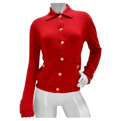Pre-owned Chanel 90s Lipstick Red Cashmere Cardigan