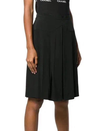 Pre-owned Chanel 90s Silk High-waist Pleated Above-knee Skirt, Size Fr; 40 (authentic  Pre-loved)
