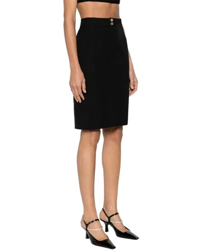 Pre-owned Chanel 90s Silk-cotton High-waist Skirt, Size Fr; 34 (authentic Pre-loved)