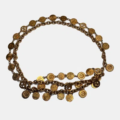 Pre-owned Chanel 93p Vintage Layered Coin Medallion Double Chain Belt (90cm)