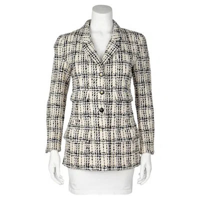 Pre-owned Chanel 95p Collection Black And Cream Wool Jacket In White