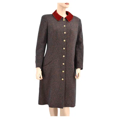 Pre-owned Chanel 96a Fall 1996 Rare To Find Cc Logo Gripoix Coat Jacket Fr 44 In Black