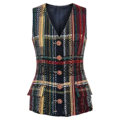 Pre-owned Chanel 9k$ New Paris / Dubai Ribbon Tweed Vest Jacket 36 Fr In Black