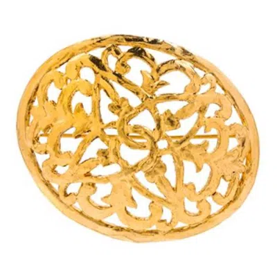 Pre-owned Chanel A  Goldtone Filigree Brooch, 2 X 1.75.