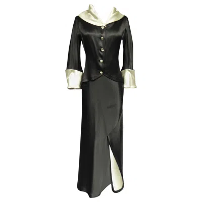 Pre-owned Chanel A Coco  (attributed To) Tuxedo Satin Skirt Couture Suit, Paris Circa 1933 In Black