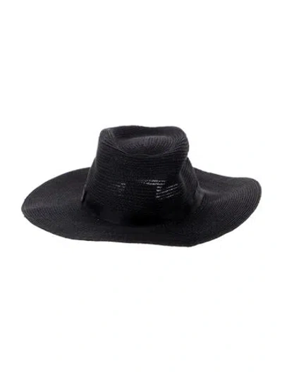 Pre-owned Chanel Abaca Wide Brim Hat In Black