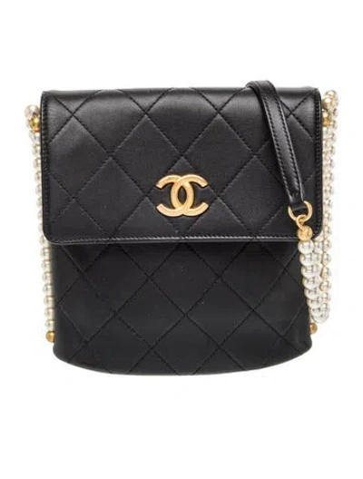 Pre-owned Chanel About Pearls Small Hobo In Black
