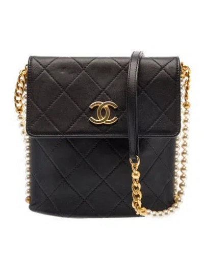 Pre-owned Chanel About Pearls Small Hobo In Black