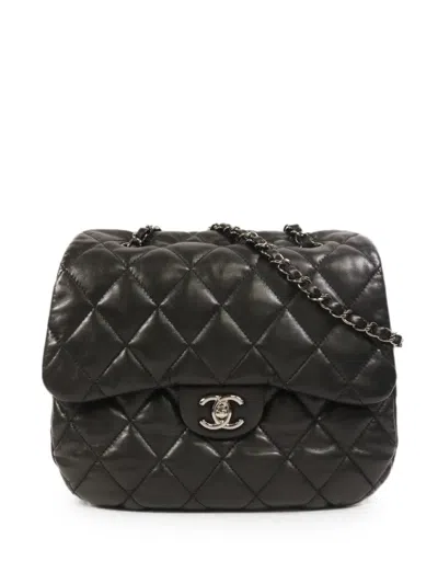 Pre-owned Chanel Accordion Flap Quilted Cc Crossbody Bag In Black