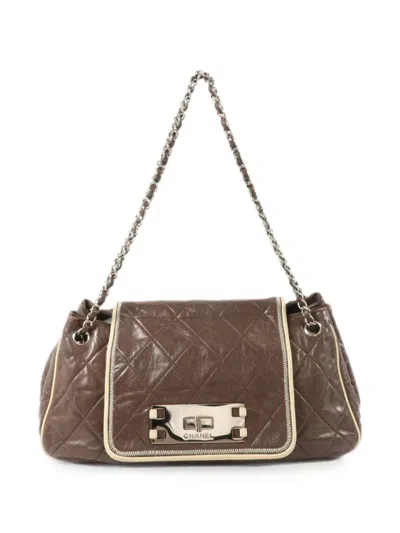 Pre-owned Chanel Accordion Flap Shoulder Bag In Brown