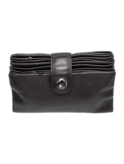 Pre-owned Chanel Accordion Globe Clutch In Black