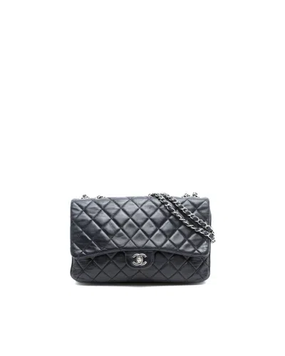 Pre-owned Chanel Accordion Single Flap Bag In Black
