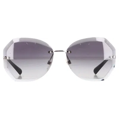Pre-owned Chanel Acetate Round Sunglasses In Silver Metal In Gray