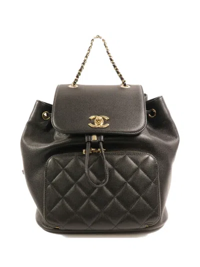 Pre-owned Chanel Affinity Cc Turn-lock Backpack In Black