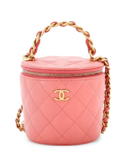 Pre-owned Chanel Afternoon Tea Vanity Bucket Bag Quilted Lambskin Mini Satchel In 粉色