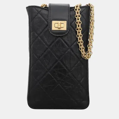 Pre-owned Chanel Aged Calfskin Phone Holder With 2.55 Chain