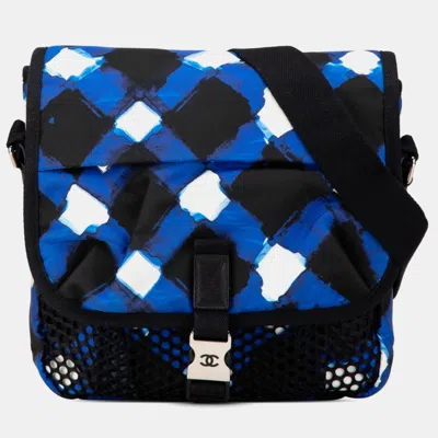 Pre-owned Chanel Airline Messenger Bag Shoulder Blue Multicolor Nylon