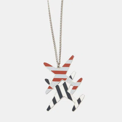 Pre-owned Chanel Airline Necklace Red/blue/white Metal