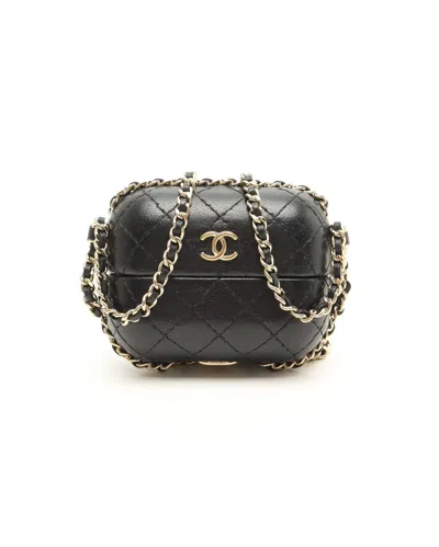 Pre-owned Chanel Airpods Case In Black