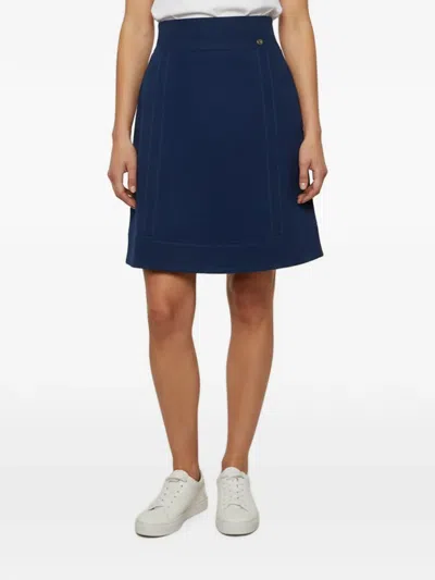 Pre-owned Chanel A-line Felt Mini Skirt In Blue