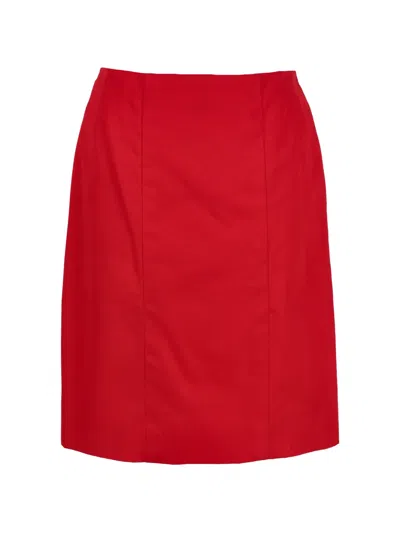 Pre-owned Chanel A-line Midi Skirt In Red
