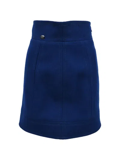 Pre-owned Chanel A-line Wool Mini Skirt In 蓝色