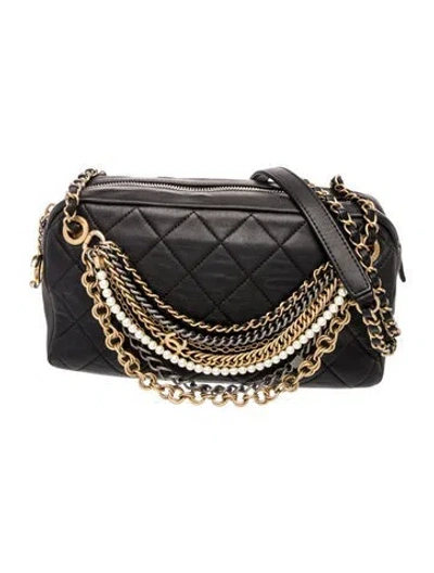 Pre-owned Chanel All About Chains Camera Bag In Black