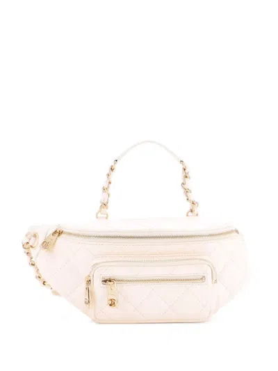 Pre-owned Chanel All About Waist Bag Quilted Iridescent Calfskin Small Belt Bag In Neutral