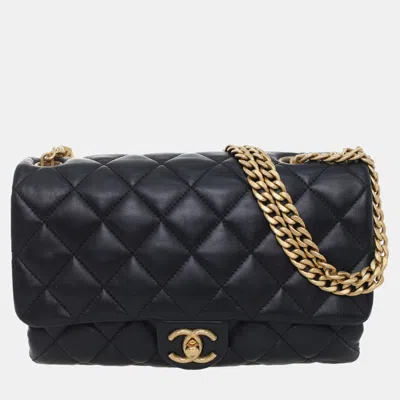 Pre-owned Chanel All Slide Quilted Black Leather Flap Bag