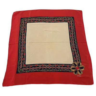 Pre-owned Chanel An Elegant 1980s Silk French Carré Scarf By  In Red