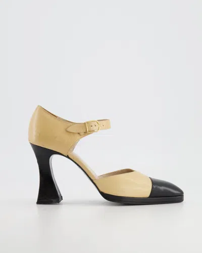 Pre-owned Chanel And Ankle-strap Pump Heels In Beige