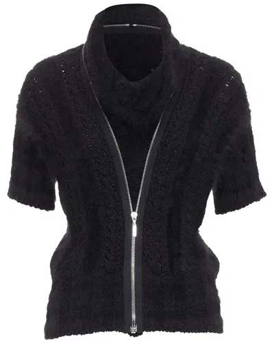 Pre-owned Chanel Angora Blend Logo Zip Sweater, Size Fr 36 (authentic Pre-loved)