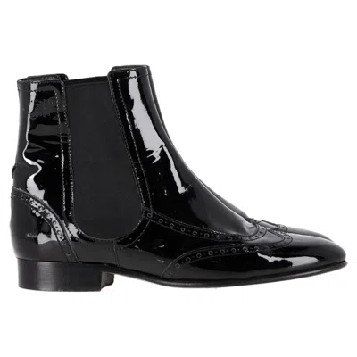 Pre-owned Chanel Ankle Boots In Black Patent Leather