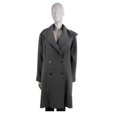 Pre-owned Chanel Anthracite Grey Wool 2011 11a Byzance Double Breasted Coat Jacket 46 Xl In Gray