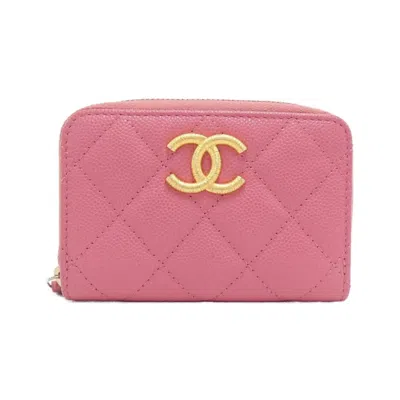 Pre-owned Chanel Ap3521 Caviar Skin Coin Case In Pink