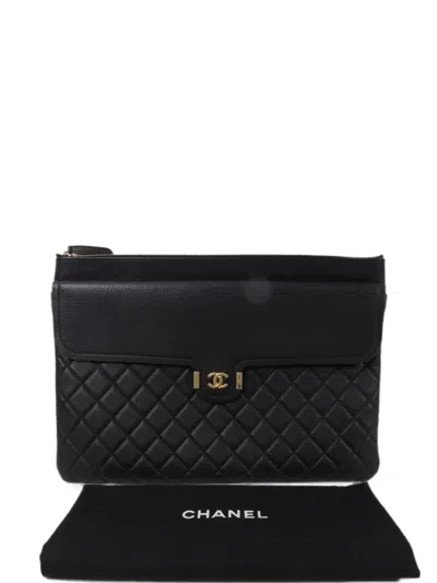 Pre-owned Chanel Archi Chic Clutch Bag In Black