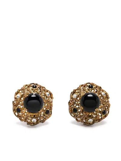 Pre-owned Chanel Art Nouveau Clip-on Earrings In Gold