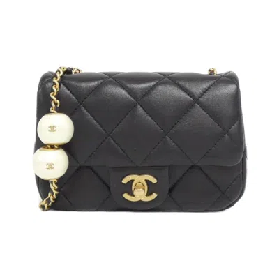 Pre-owned Chanel Artificial Ivory Leather Shoulder Bag () In Black