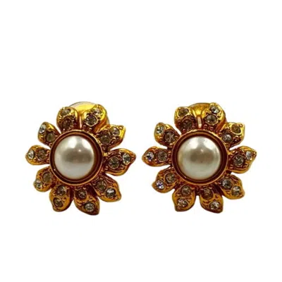 Pre-owned Chanel Artificial Ivory Metal Clip Earrings () In Gold