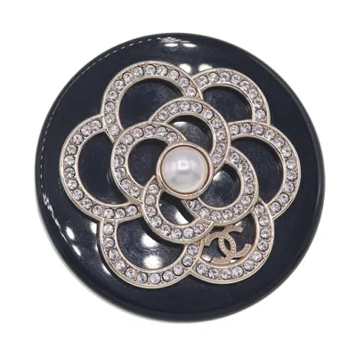 Pre-owned Chanel Artificial Ivory Plastic Rhinestone Brooch () In Black