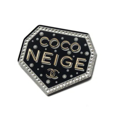 Pre-owned Chanel Artificial Ivory Plastic Rhinestone Brooch () In Black